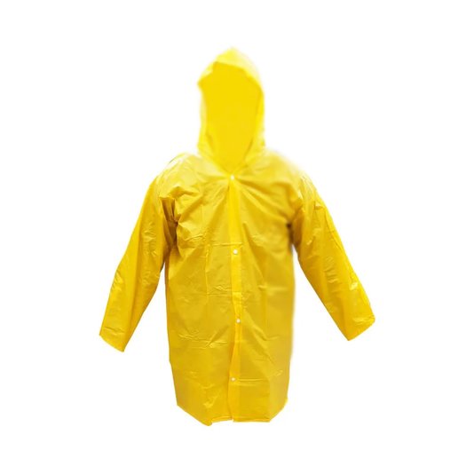 Capa de Chuva Amarela Sem Forro com Capuz e Botão