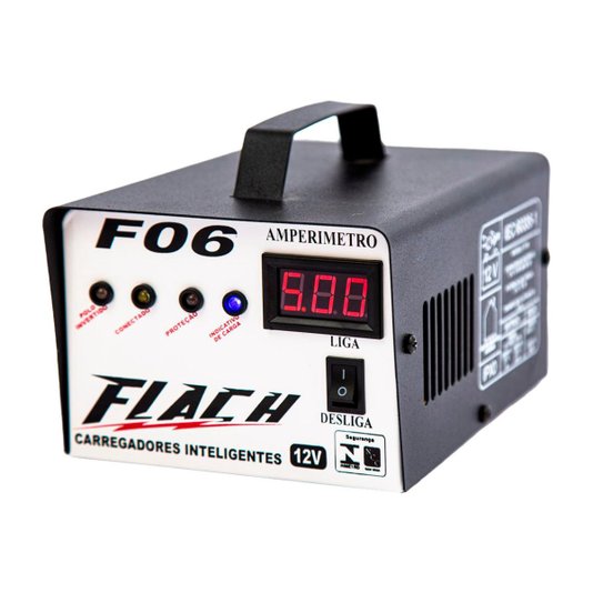 Carregador de Bateria 06 Amperes Inteligente F06 Flach Carregador de Bateria 06 Amperes Inteligente F06 Flach