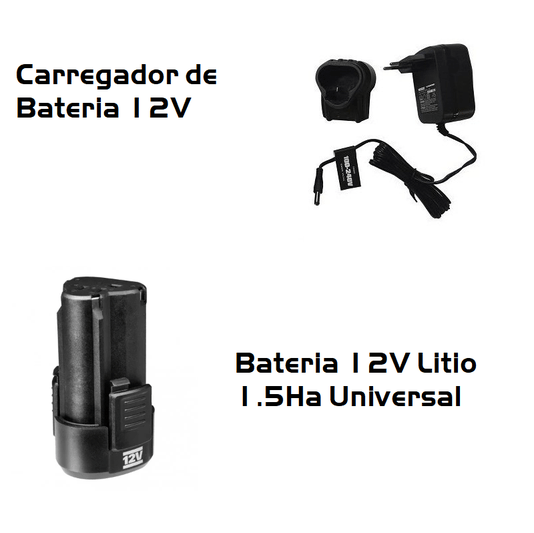 Carregador de Bateria 12V Bivolt+Bateria 12V Litio 1.5Ha