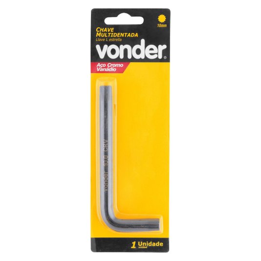 Chave Multidentada em L 10mm Aço Cromo Vanádio Vonder