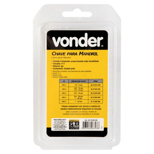 Chave para Mandril Vdc-3 Vonder