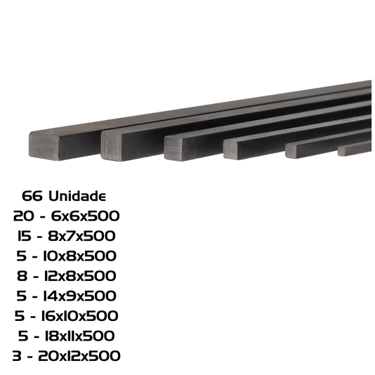 Chaveta 6x6,8x7,10x8,12x8,14x9,16x10,18x11 e 20x12 66 Und