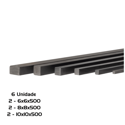 Chaveta Barra 6x6x500, 8x8x500, 10x10x500 6 Unidade