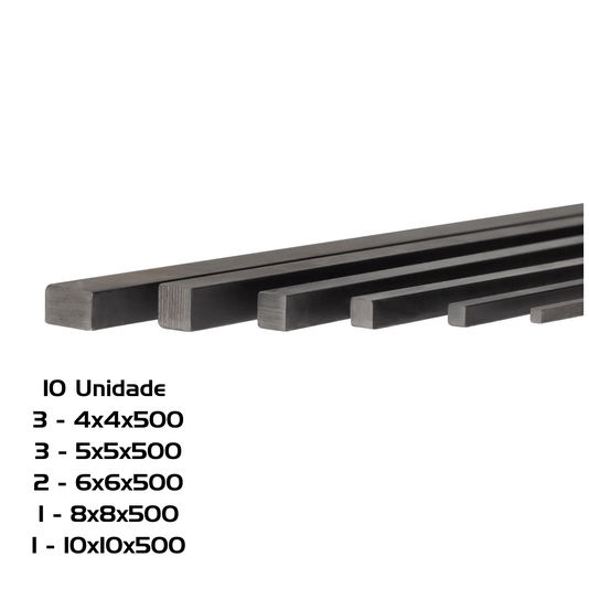 Chaveta Quadrada 500mm 4x4 5x5 6x6 8x8 10x10 10 Und