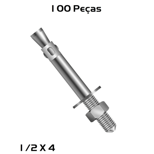 Chumbador Parabolt PB 1/2 X 4 com Porca e Arruela 100 Und