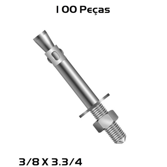 Chumbador Parabolt PB 3/8 X 3.3/4 c Porca e Arruela 100 Und