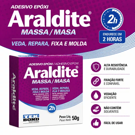 Cola Adesivo Araldite Massa Vedar Metal Madeira 50g Tekbond