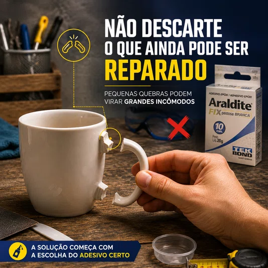 Cola Epoxi Araldite Fix Branco Reparos Cerâmica Concreto 20g