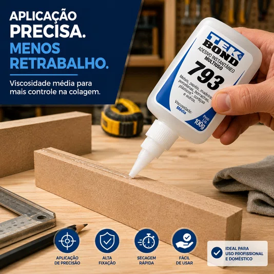 Cola Instantânea Adesivo 793 Bico Antientupimento 100g Tekbond