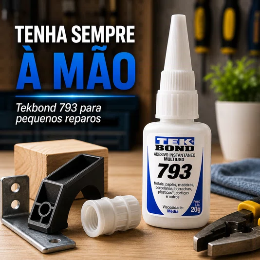 Cola Instantânea Adesivo 793 Bico Antientupimento 20g Tekbond