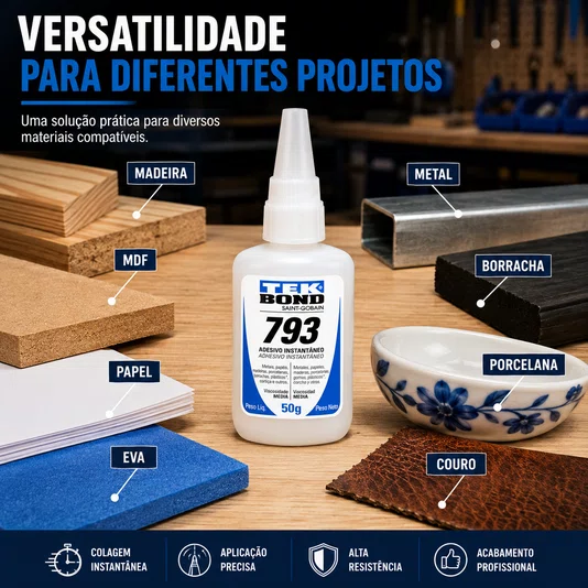 Cola Instantânea Adesivo Bico Antientupimento Madeira 50g