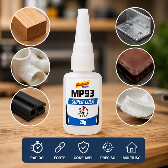 Cola Instantânea 20g Mp93 Multiuso Madeira Plástico Metal