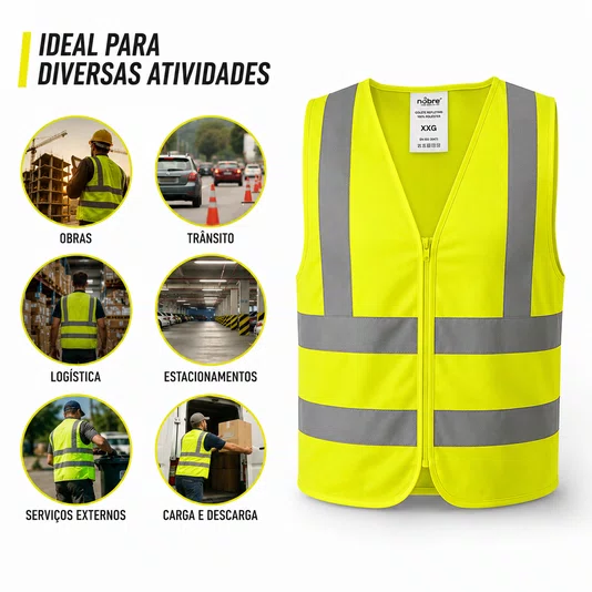 Colete Refletivo Amarelo Sem Bolso Alta Visibilidade Xxg