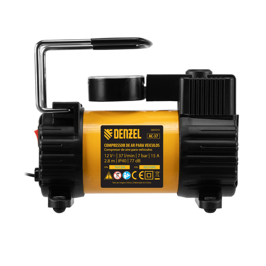 Mini Compressor de Ar Automotivo 12v 37 L/min Denzel