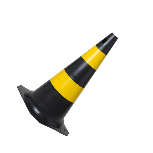 Cone Sinalização Pvc 50cm Preto e Amarelo Plastcor