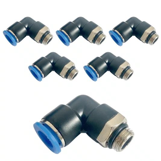 Conector Cotovelo Rosca Bsp 1/4 Tubo 8mm Conexão Rápida 5 UN