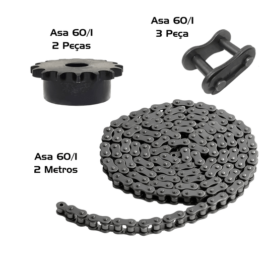 Corrente Passo 3/4 Asa 60/1 Engrenagem 18 Dentes Emenda