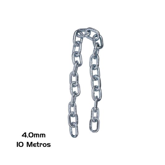 Corrente Zincada Elo Curto 4mm 10 Metros