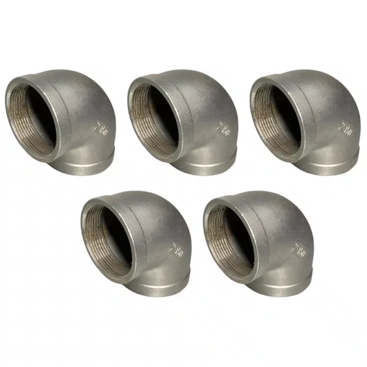 Cotovelo 90 Inox Rosca Femea 1/2 Polegada Conexão BSP 5 UND