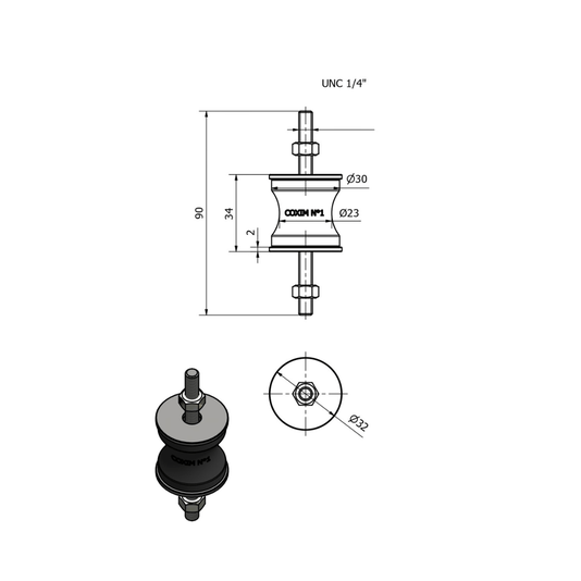 Coxim Antivibratório Nº 1 Rosca 1/4 Vibrastop