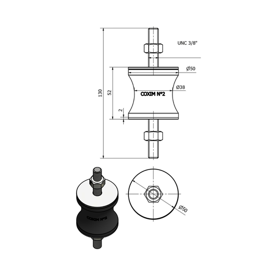 Coxim Antivibratório Nº 2 Rosca 3/8 Vibrastop