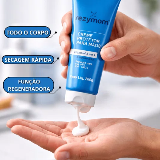 Creme Protetor para Mãos 3 em 1 Regenerador 200g Rezymom
