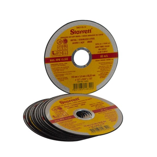 Disco de Corte 115 x 1,0 x 22,2 Inox 24 Peças Starrett