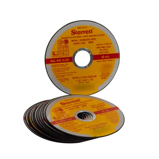 Disco de Corte 115 x 1,0 x 22,2 Inox 48 Peças Starrett