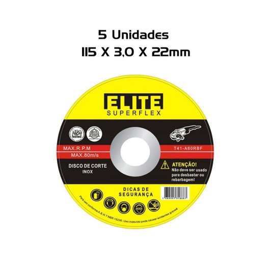Disco de Corte 115 X 3,0 X 22mm Elite 5 Unidade