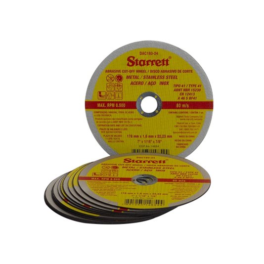 Disco de Corte Fino 7 x 1,6mm x 7/8 Pol. 12 Und Starrett