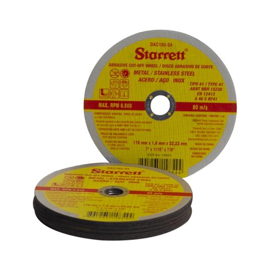 Disco de Corte Fino 7 x 1,6mm x 7/8 Pol. 12 Und Starrett