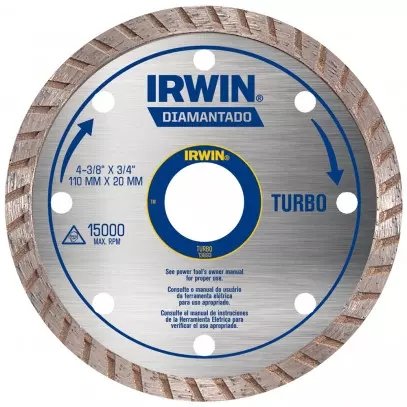 Disco de Corte Diamantado 4.3/8 X 3/4 Pol. Turbo - Irwin