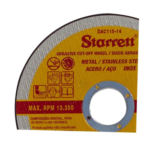 Disco de Corte 115 x 1,0 x 22,2 Inox 48 Peças Starrett