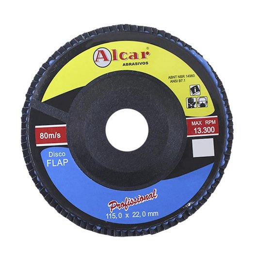 Disco Flap 4.1/2 - 115 X 22 Grão 80 Costado de Fibra Alcar