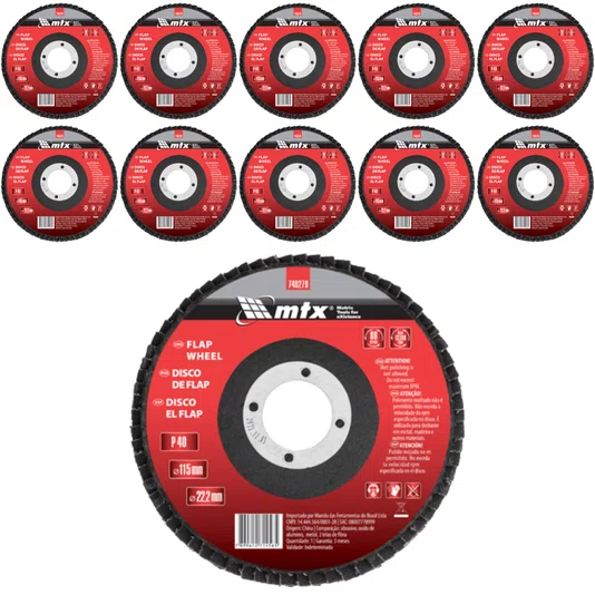 Disco Flap 4.1/2 - 115 X 22 Grão 40 Costado Fibra Mtx 10 UND