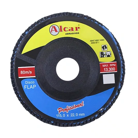 Disco Flap 4.1/2 - 115 X 22 Grão 60 Costado de Fibra Alcar
