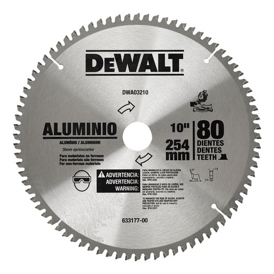 Disco Serra Esquadria Alum 254mm 80 Dentes Dwa03210 Dewalt