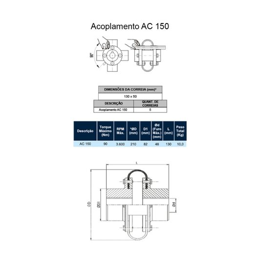 Elemento Correia do Acoplamento Ac 150 Acriflex