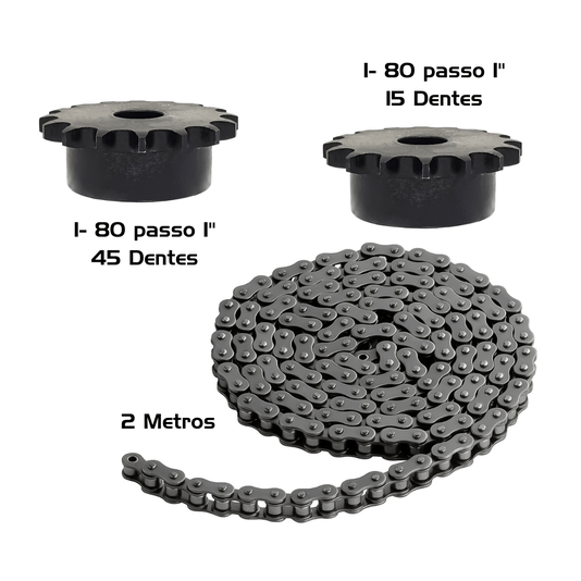 Engrenagem asa 80 Simples 15 e 45 dentes com 2 Mt corrente