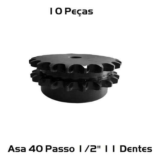 Engrenagem Dupla Asa 40 Passo 1/2 11 Dentes 10 Und