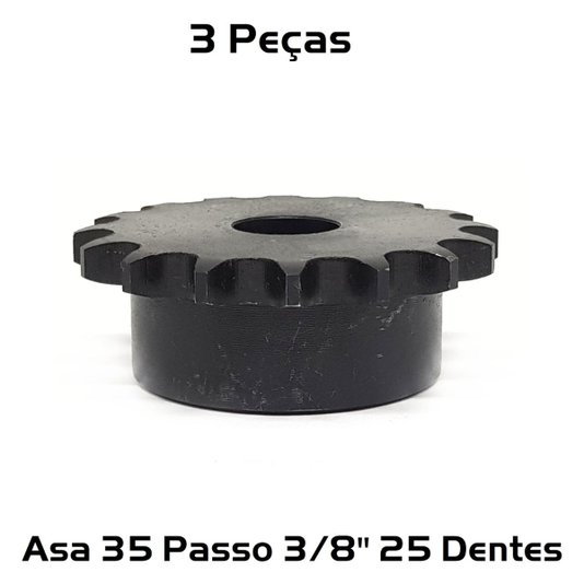 Engrenagem Simples Asa 35 Passo 3/8 25 Dentes 3 Und