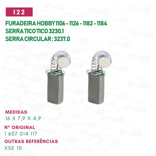 Escova Carvão Furadeira Hobby 1106 / S. Tico Tico Skil 3230
