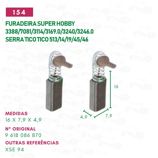 Escova Carvão Furadeira Super Hobby 3114 / S. Tico Tico 513