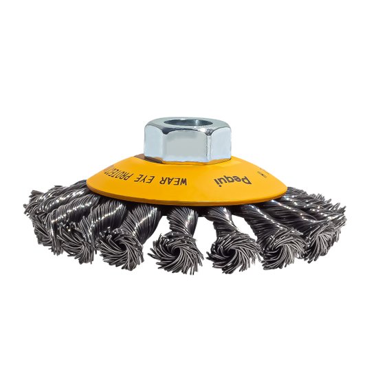 Escova de Aço Chapéu Chines Trançada 100mm Porca M14 Pequi