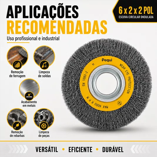 Escova de Aço Circular Ondulada 6 X 2 X 2 Pol Latão