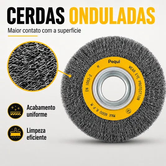 Escova de Aço Circular Ondulada 6 X 2 X 2 Pol Latão