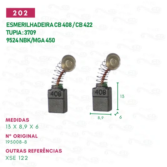 Escova de Carvão Esmerilhadeira 4 Pol. Cb 408/422/9524