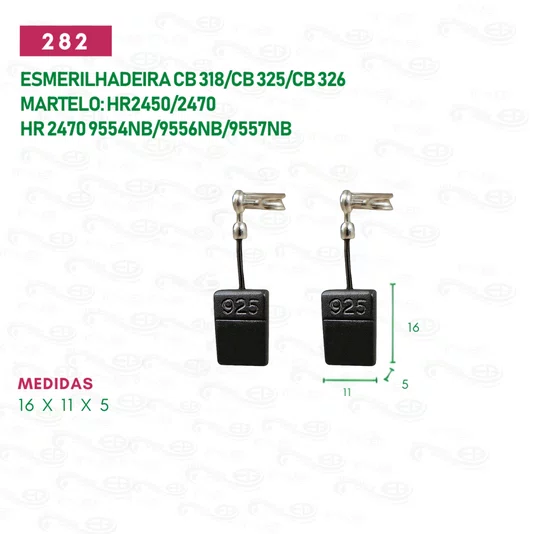 Escova de Carvão Esmerilhadeira 4 Pol. Makita 9554 / 9556