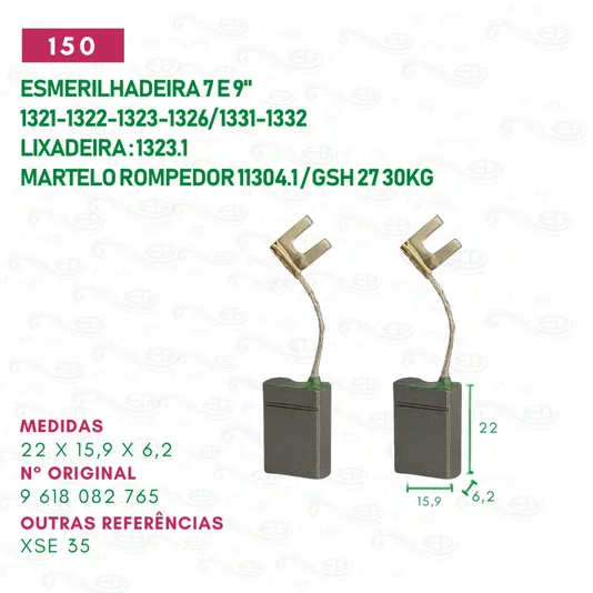 Escova de Carvão Esmerilhadeira 7 Pol. 1321/1322/1323/1326