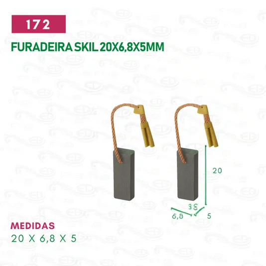 Escova de Carvão para Furadeira Skil - (20 X 6,8 X 5)